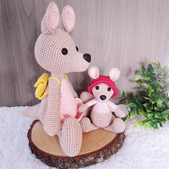 Imagem 1 - Canguru Mamãe e Bebê Amigurumi