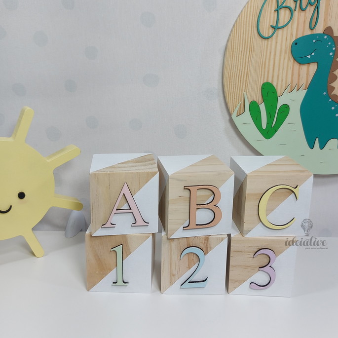 Imagem 3 - Cubo Dado Abc Pinos em mdf - Kit com 6un