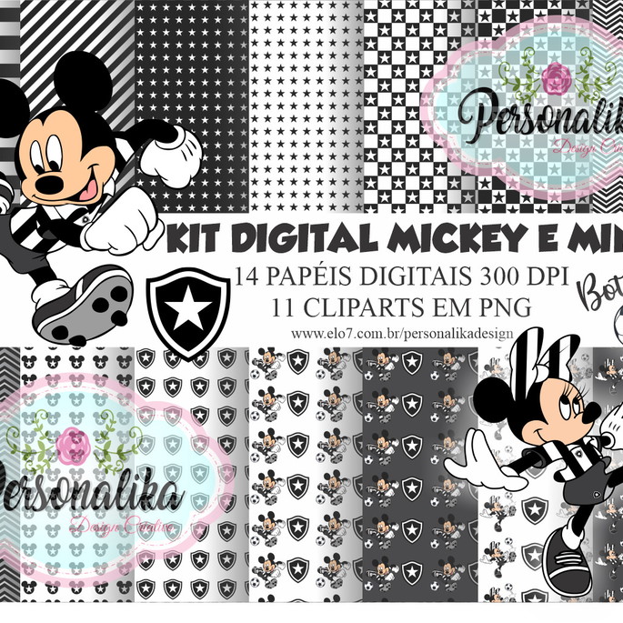 Imagem 1 - Kit Digital Mickey E Minnie Botafogo