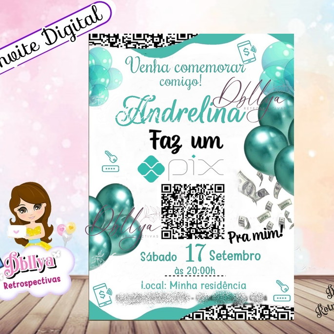 Imagem 1 - Convite Digital Pix com Qr- Code - Faz Um Pix para Mim