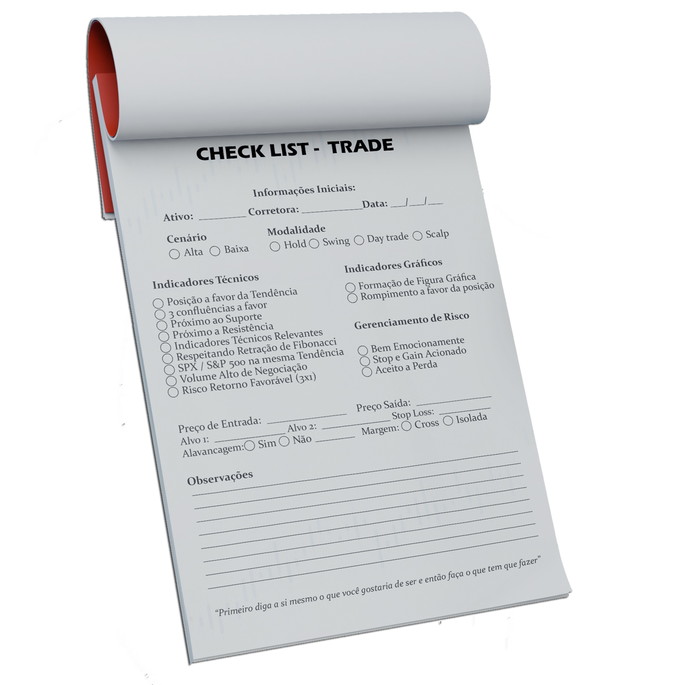 Imagem 1 - Bloco Check List Trader - Investidor & Trading