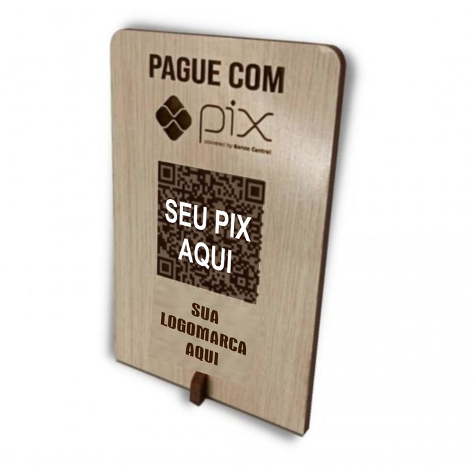 Imagem 1 - Placa Qr Code/pix Personalizada - Madeira mdf Texturizada