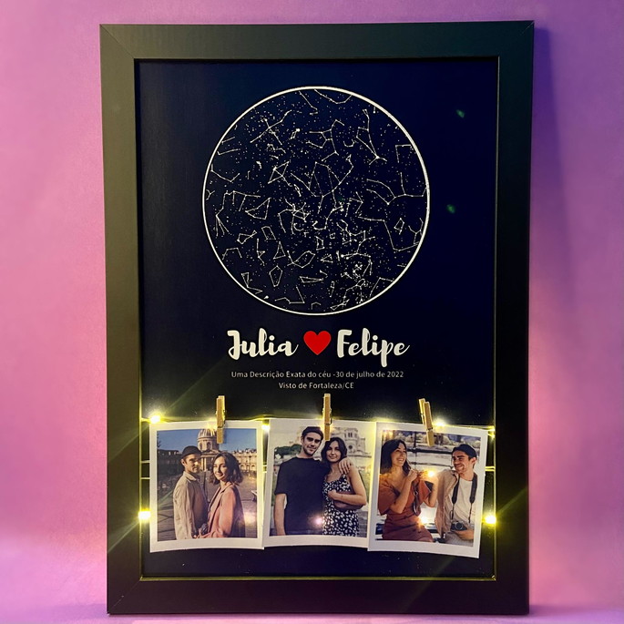 Imagem 2 - Quadro Led com Mapa das Estrelas e Polaroid