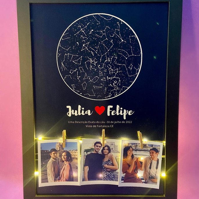 Imagem 4 - Quadro Led com Mapa das Estrelas e Polaroid