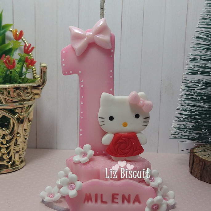 Imagem 4 - Vela Hello Kitty com Nome Cod.1! Liz Biscuit