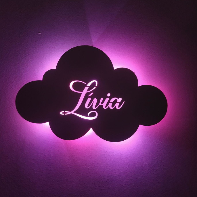 Imagem 3 - Nuvem com Nome Personalizado em mdf Luminária com Led