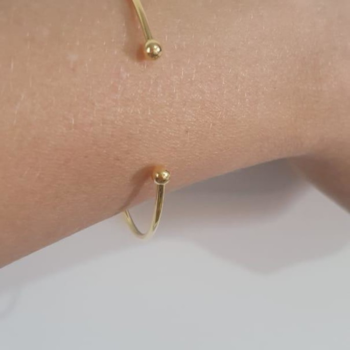 Imagem 3 - Pulseira Aro Aberto Bolinha Ajustavel Banhado Ouro 18k