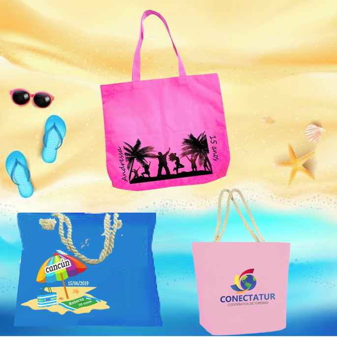 Imagem 4 - Sacolas Praia em Nylon 42x35x13 Personalizada