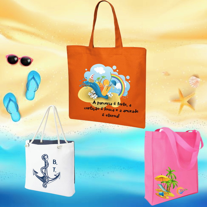 Imagem 5 - Sacolas Praia em Nylon 42x35x13 Personalizada