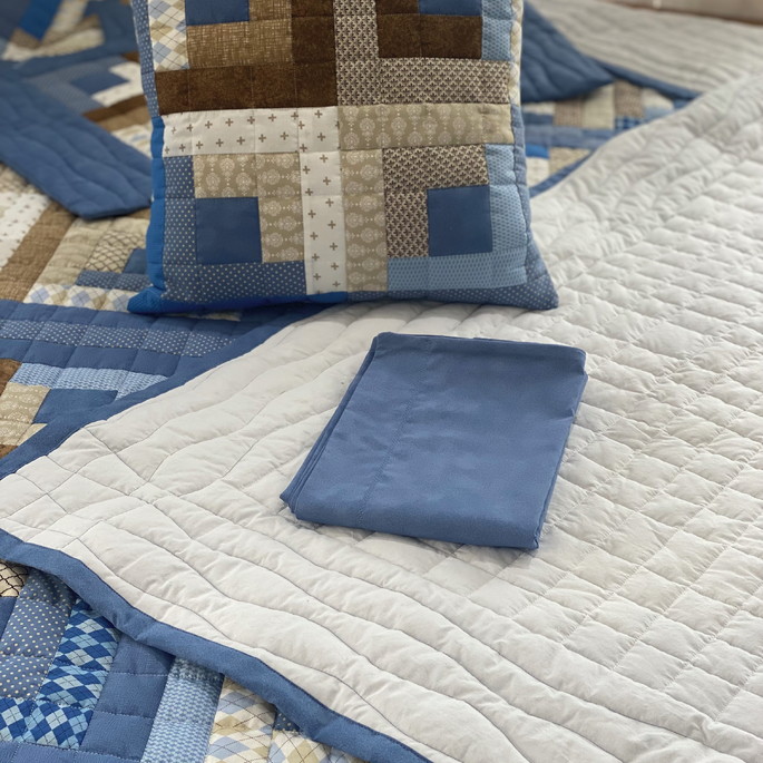 Imagem 3 - Colcha Patchwork Log Cabin Blue