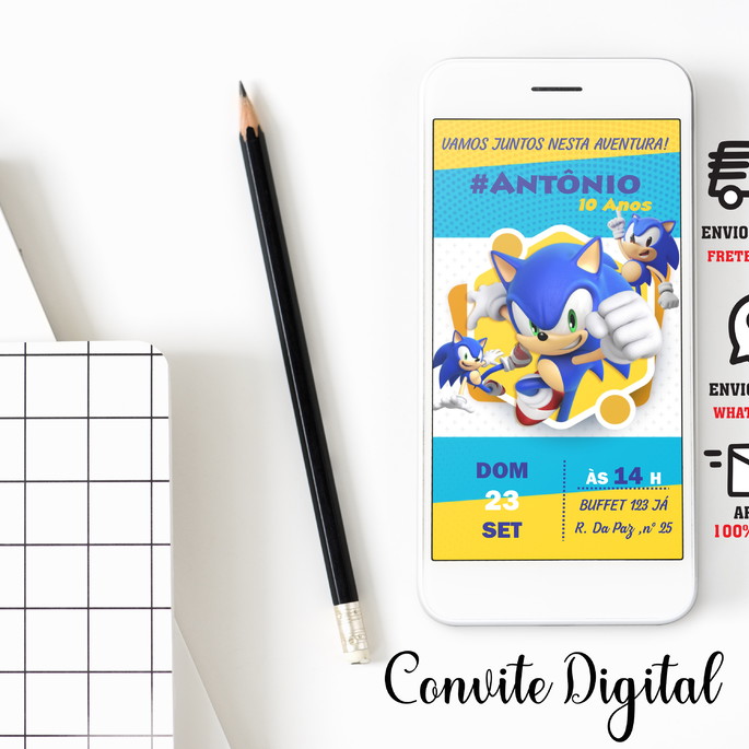 Imagem 1 - Convite Digital Sonic