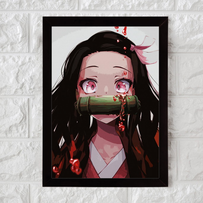 Imagem 1 - Demon Slayer, Geek, Nerd, Quadro com Moldura 33x24cm