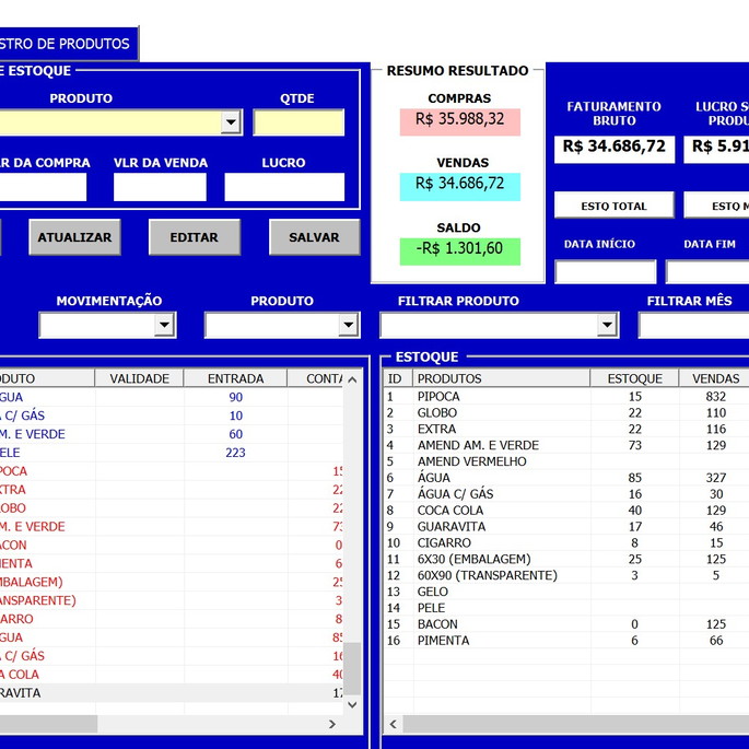 Imagem 3 - Planilha para Controle de Estoque em Excel Vba