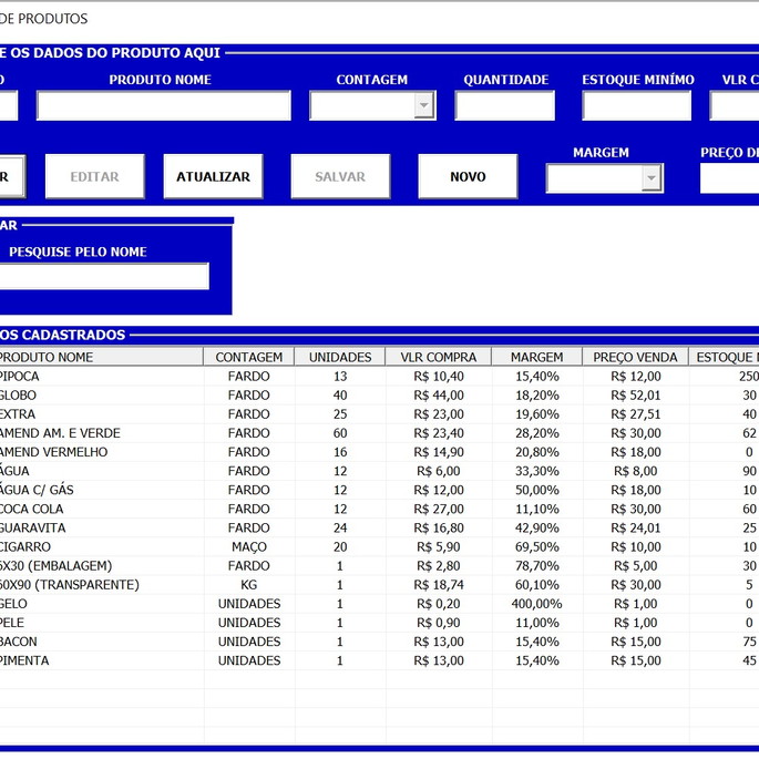 Imagem 4 - Planilha para Controle de Estoque em Excel Vba