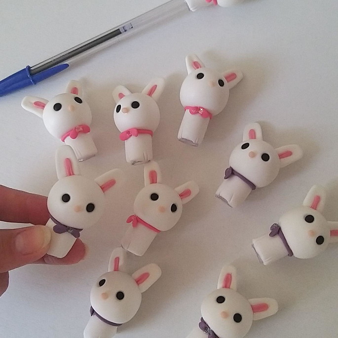 Imagem 1 - Ponteiras para Canetas Bic Coelho Lembrancinhas Biscuit