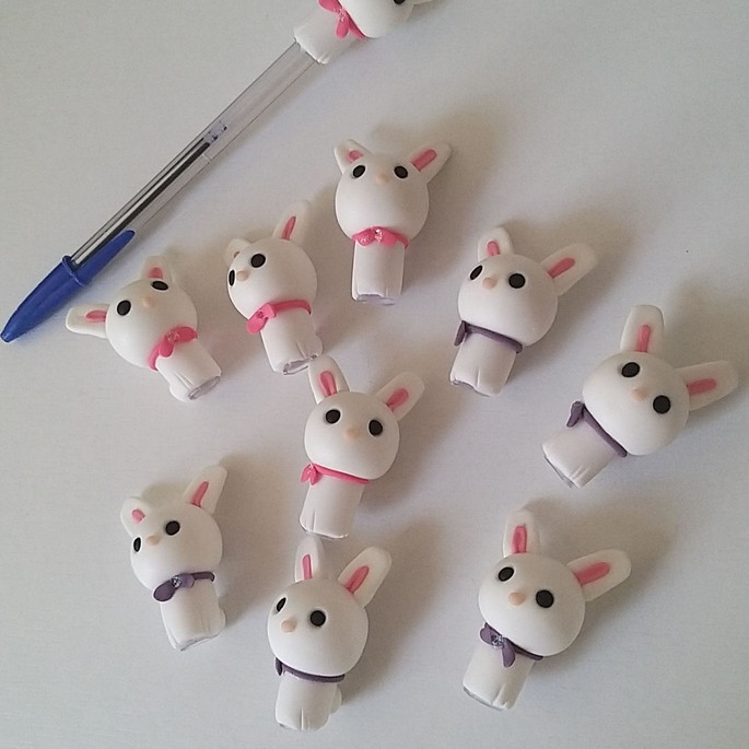 Imagem 3 - Ponteiras para Canetas Bic Coelho Lembrancinhas Biscuit