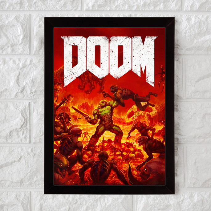 Imagem 1 - Doom Eternal, Gamer, Nerd, Geek, Quadro com Moldura 33x24cm