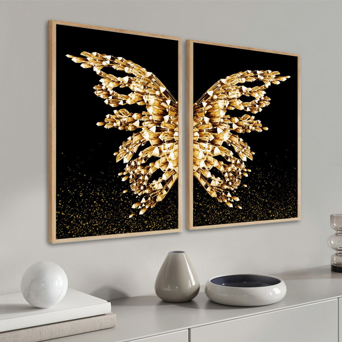 Imagem 1 - Quadros Decorativos Borboleta Asas com Moldura e Vidro