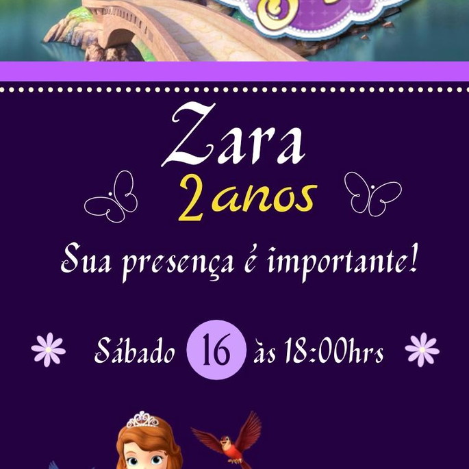 Imagem 1 - Convite Digital Princesa Sofia