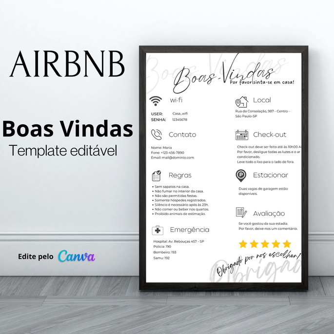 Imagem 4 - Cartaz de Boas-vindas Personalizado para Hóspedes Airbnb