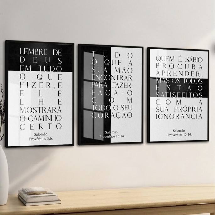 Imagem 2 - Quadro Decorativo Frases Deus Provérbios com Vidro Trio