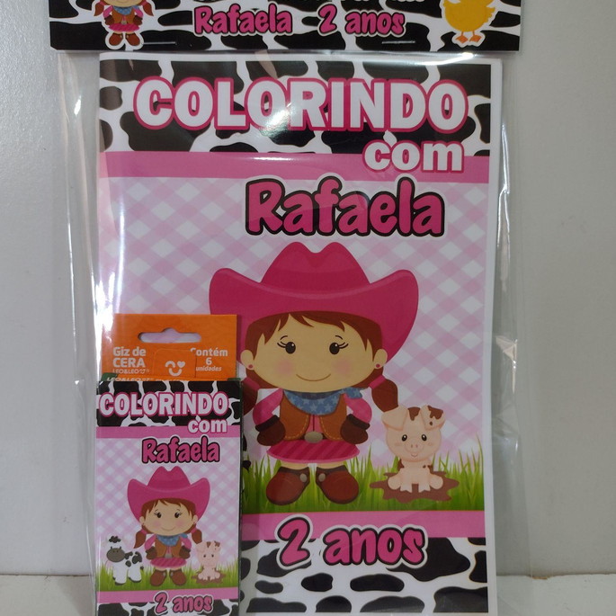 Imagem 1 - Kit de Colorir Fazendinha Rosa com Giz