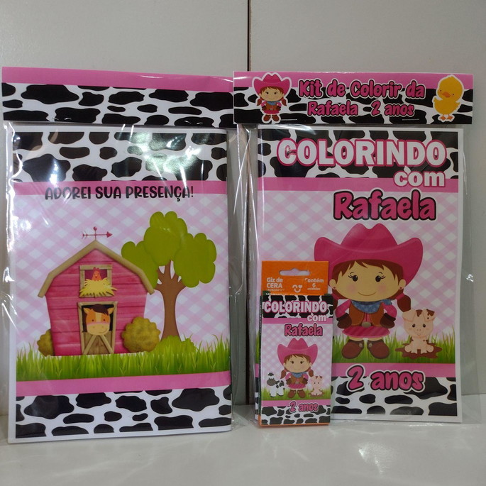 Imagem 2 - Kit de Colorir Fazendinha Rosa com Giz