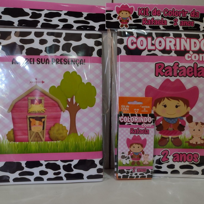 Imagem 3 - Kit de Colorir Fazendinha Rosa com Giz