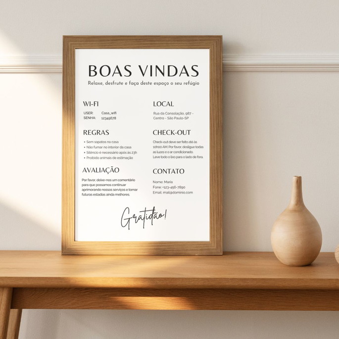 Imagem 2 - Quadro de Boas-vindas Airbnb, Template Canva Editável