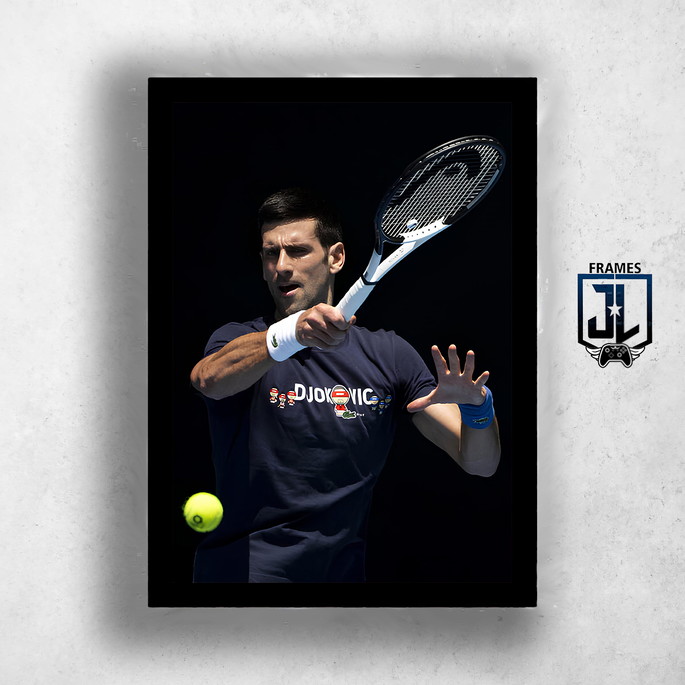 Imagem 1 - Quadro Novak Djokovic Tenista Servio com Moldura A4