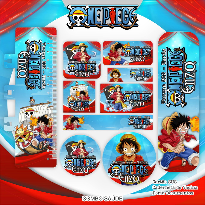 Imagem 1 - Etiqueta Escolar One Piece - Arquivo Digital