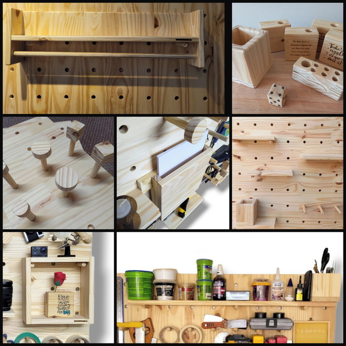 Imagem 1 - Painel Pegboard em Pinus Sob Medida