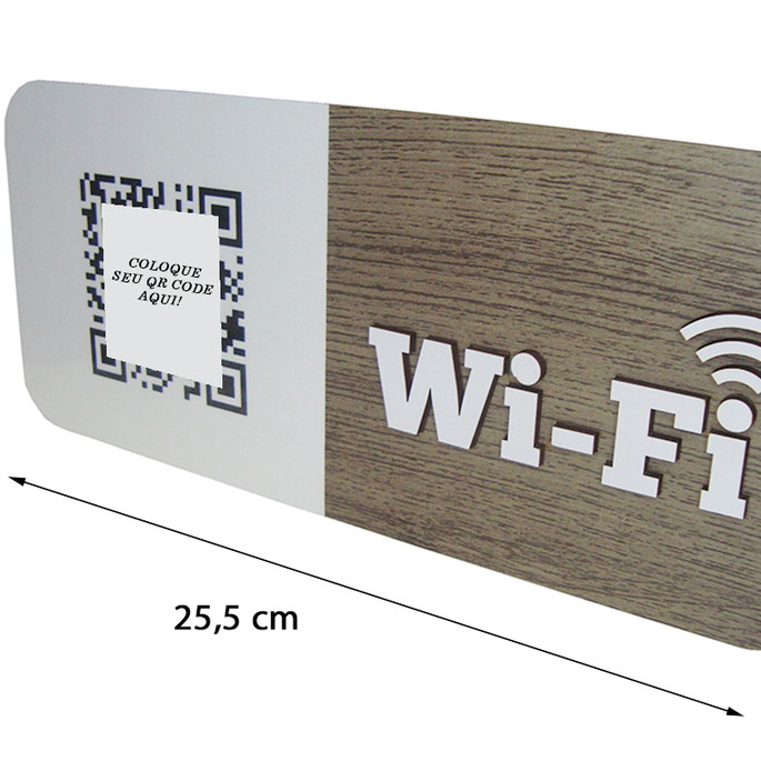 Imagem 1 - Placa Wifi com Qr Code em mdf 3mm Texturizado e Adesivado