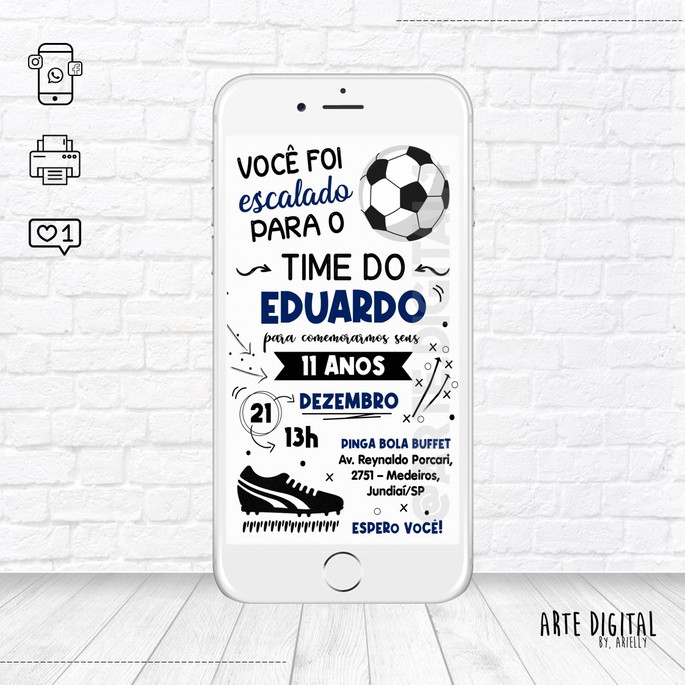Imagem 1 - Convite Virtual, Futebol