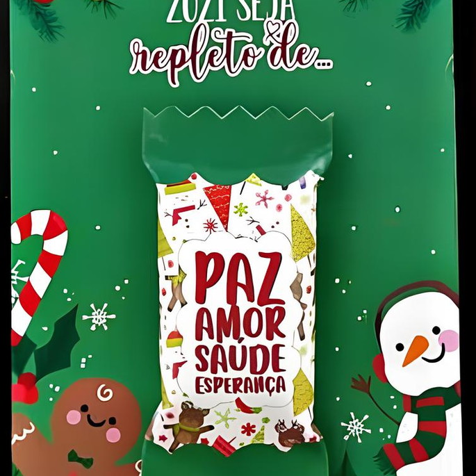 Imagem 1 - Card com Bala Natal (verde com Branco)