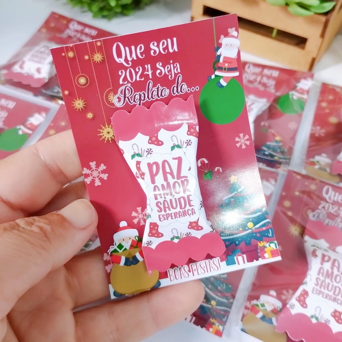 Imagem 2 - Card com Bala Natal (vermelho com Branco)