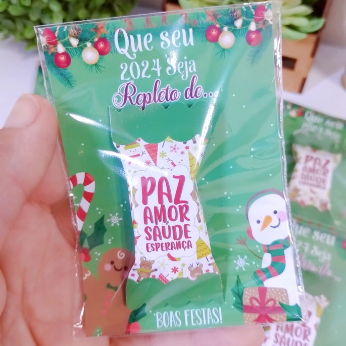 Imagem 2 - Card com Bala Natal (verde com Branco)