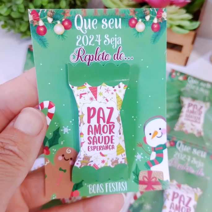 Imagem 3 - Card com Bala Natal (verde com Branco)