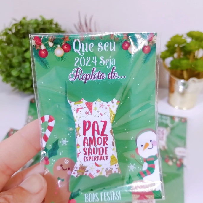 Imagem 2 - Card com Bala Natal (verde com Branco)