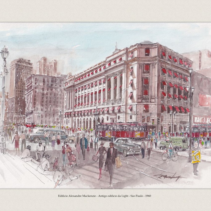 Imagem 1 - Edifício Alexandre Mackenzie - Aquarela de São Paulo - A4