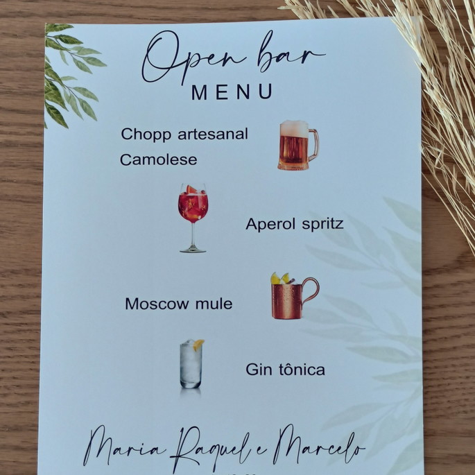 Menu de Drinks | Elo7 Produtos Especiais
