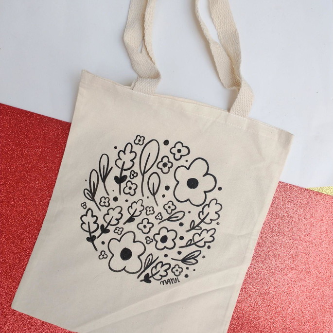 Imagem 1 - Ecobag Flores Preta