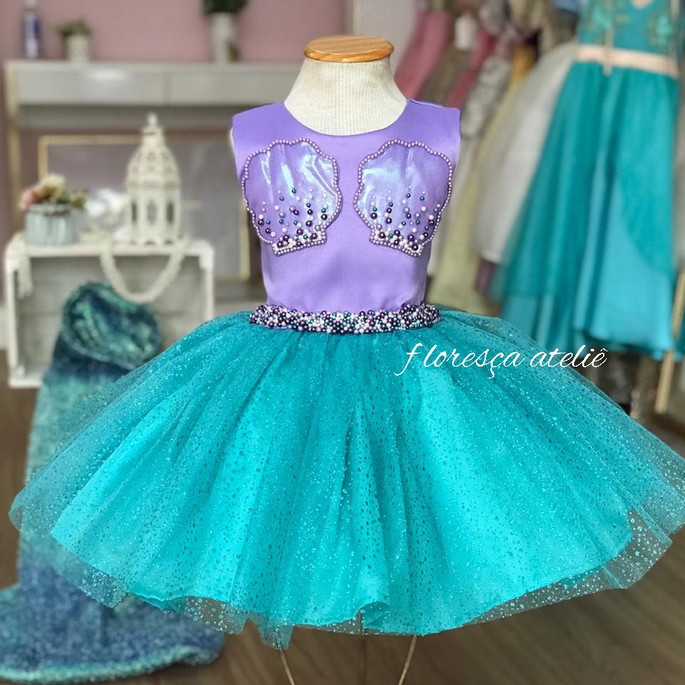 Roupas da princesa ariel infantil sales