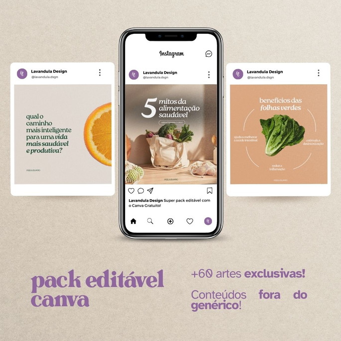 Imagem 2 - Pack Editável Canva Nutricionista - 40 Artes