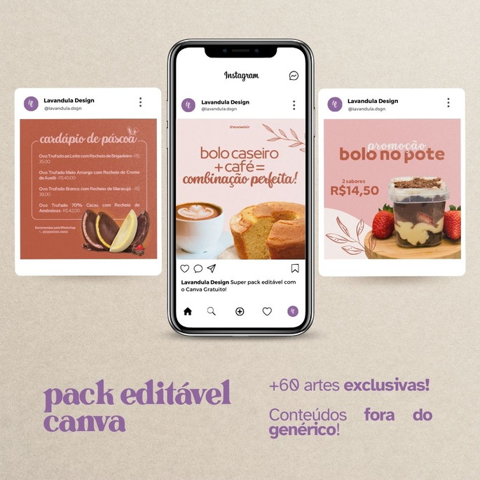 Imagem 2 - Pack Editável Canva Confeitaria - 40 Artes