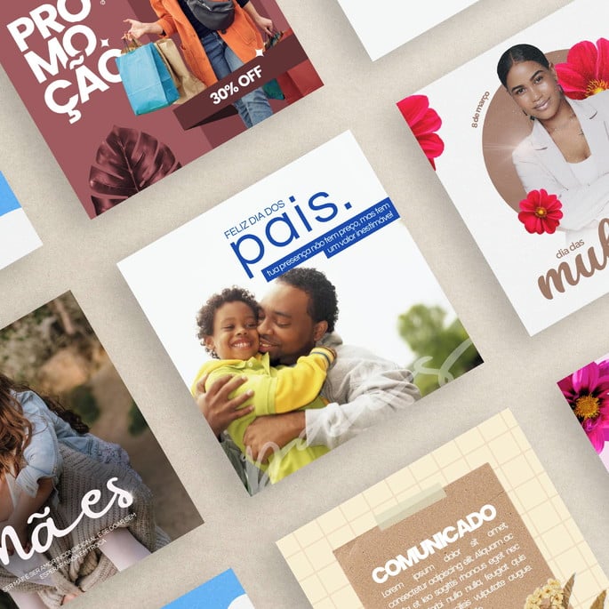 Imagem 1 - Pack Editável Canva - Datas Comemorativas (40 Artes)