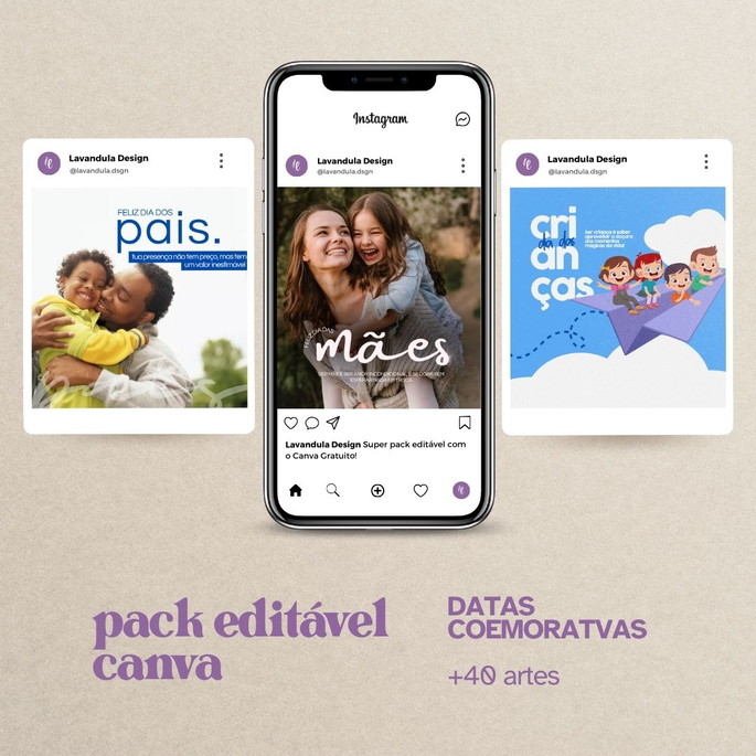 Imagem 2 - Pack Editável Canva - Datas Comemorativas (40 Artes)