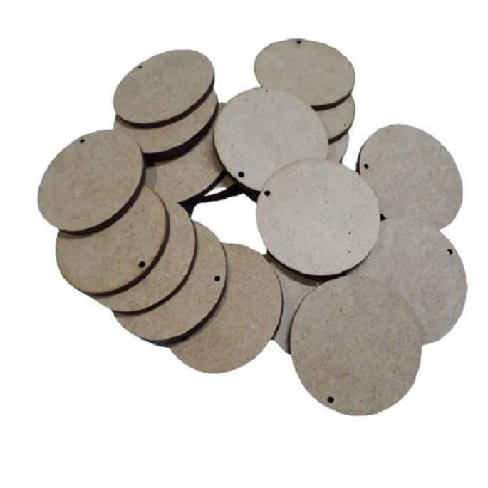 Imagem 1 - Kit com 100 Bolachas 4 cm com 1 Furo mdf Crú Círculo Aplique
