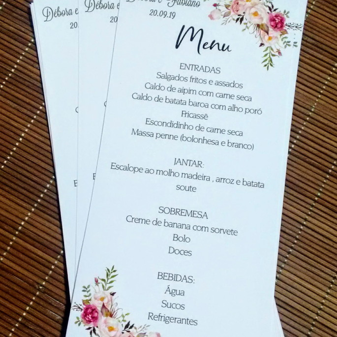 Imagem 1 - Kit com 12 Menus Cardápios Impressos