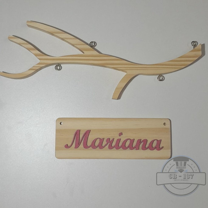 Imagem 1 - Galho de Pinus com Placa com Nome mdf Colorido